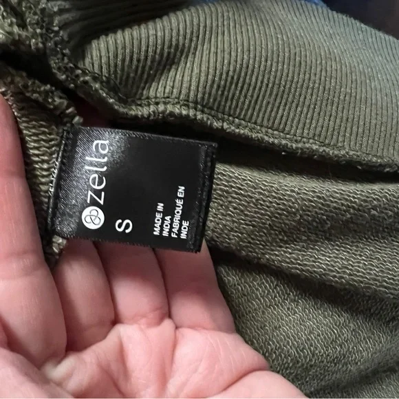 Zella Jacket Long Sleeve Hooded Sweatshirt Full Zip Lightly Ruched Green, Small - Picture 6 of 11